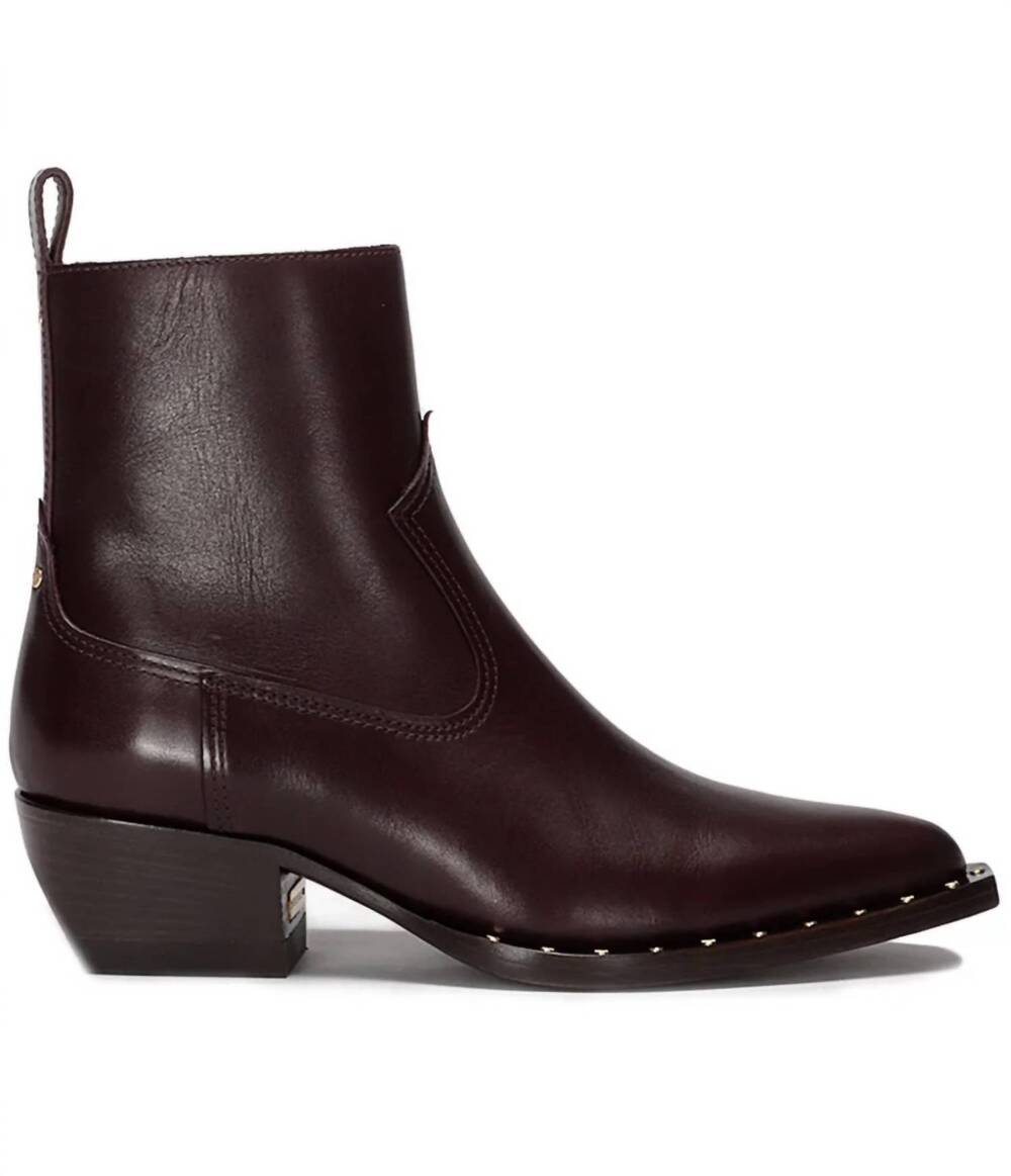 NEW GOLDEN GOOSE women's leather studs foxing booties in bordeaux